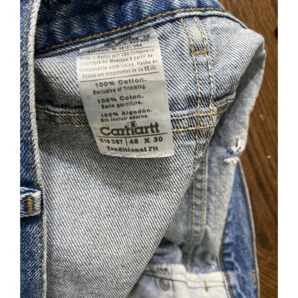 Carhartt B18 DST Men’s Jeans Straight Fit Size 46x30 Blue Denim Cotton Work - Picture 7 of 7